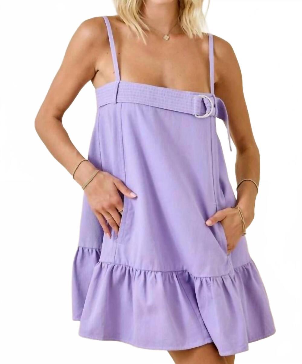 NEW DAY + MOON crowd pleaser contrast stitch mini dress in lavender